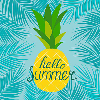 菠萝,玻璃,夏天,概念,背景,矢量,插画