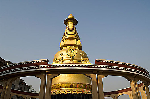 仰视,佛塔,寺院,比哈尔邦,印度