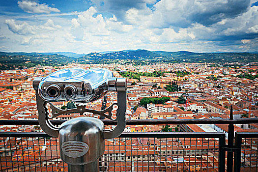 双筒望远镜,上面,中央教堂,圣母百花大教堂,佛罗伦萨,意大利,圆顶