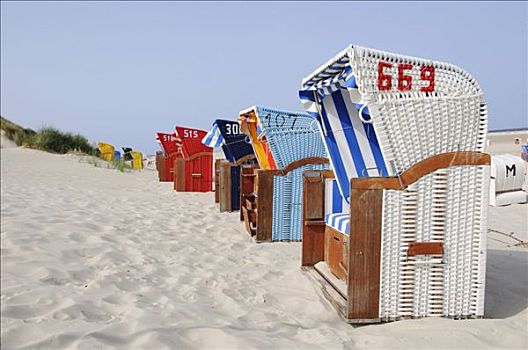 沙滩椅,岛屿,北方,北海,石荷州,德国,欧洲