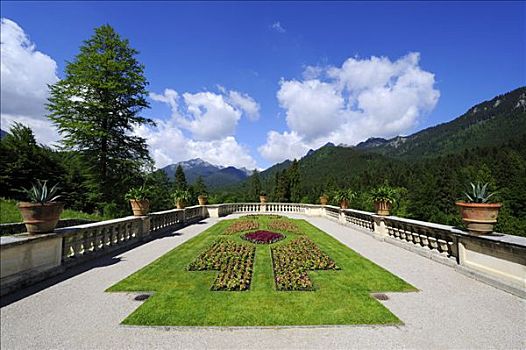 花园,平台,宫殿,靠近,地区,加米施帕藤基兴,巴伐利亚,德国,欧洲