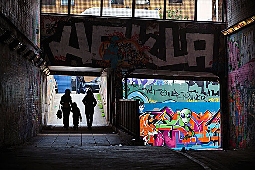 涂鸦,隧道,街道,伦敦,英格兰,英国