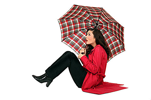 苏格兰人,坐,女人,伞
