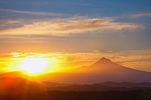 日出,上方,胡德山,俄勒冈,美国