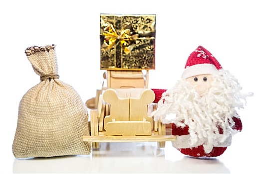 圣诞老人,木质,汽车,礼盒,袋