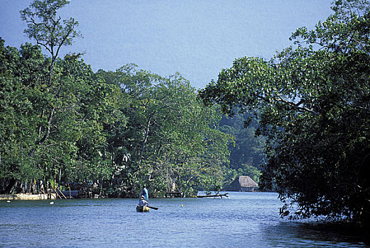 危地马拉,雨林,捕鱼者,独木舟