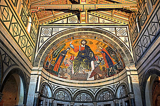 中世纪,罗马风格,拜占庭风格,图案,耶稣,圣母玛利亚,1260年,蒙特卡罗,大教堂,山,佛罗伦萨,托斯卡纳,意大利,欧洲