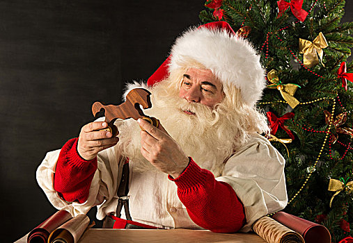 圣诞老人,工作,准备,包装,圣诞礼物,玩具,孩子
