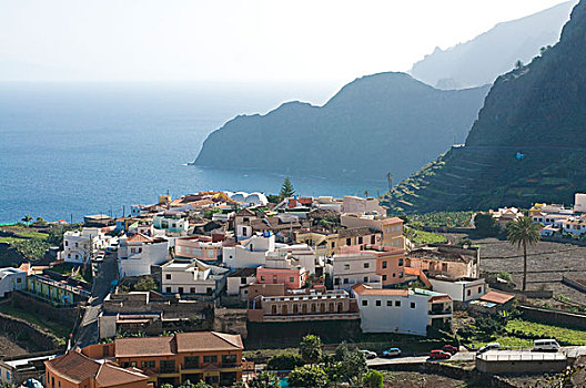 俯拍,沿岸城镇,加纳利群岛,西班牙