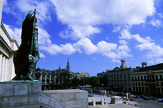 古巴,哈瓦那,国会大厦建筑,巨大,铜像,入口