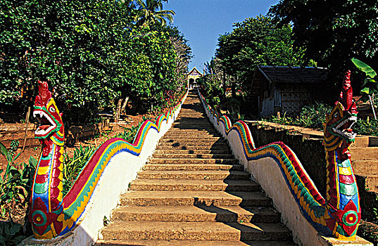 老挝,塔,楼梯