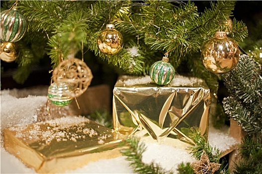 金色,包装,圣诞节