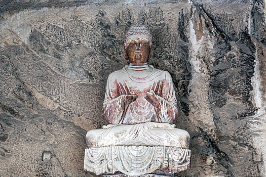 中国河南省洛阳市龙门石窟景区东山石窟造像
