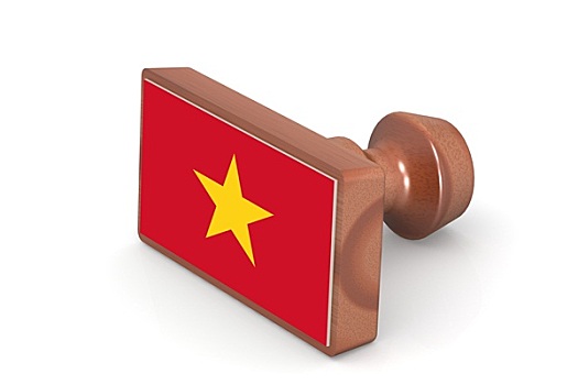 木质,图章,越南,旗帜