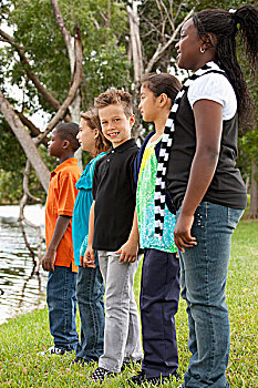 劳德代尔堡,佛罗里达,美国,青少年,站立,一起,公园
