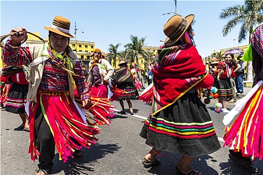 印第安人,跳舞,广场,阿玛斯,历史,中心,利马,秘鲁
