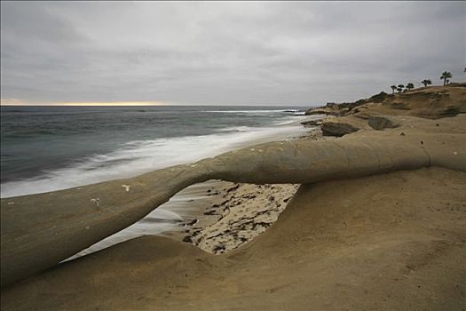 侵蚀,拱形,海滩,圣地亚哥,加利福尼亚,美国