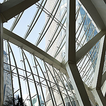 现代,玻璃屋顶,室内,办公室,中心