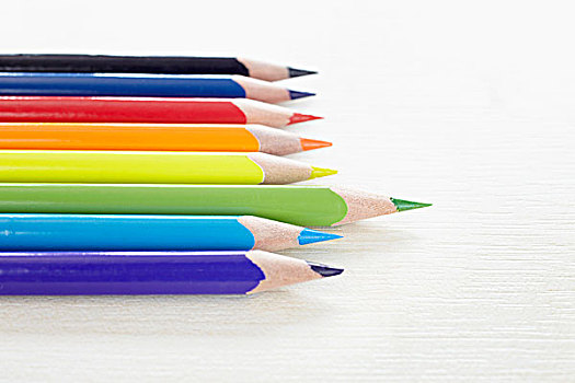 近摄,彩色铅笔,在白色背景,绿铅笔,常务委员会,从,集团