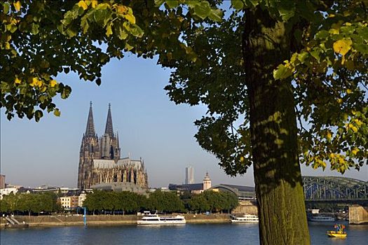 科隆大教堂,莱茵河,北莱茵威斯特伐利亚,德国,欧洲