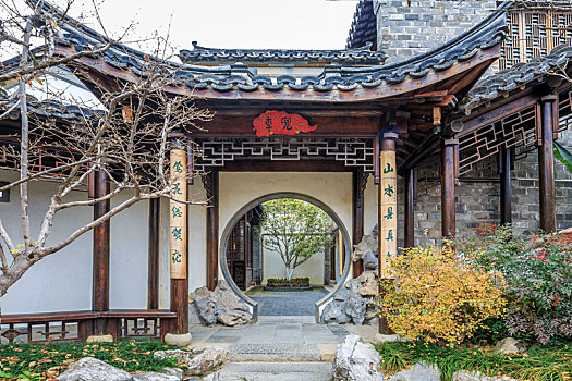南京市李渔居宅芥子园园林门建筑景观