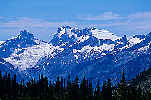 花冈岩,顶峰,冰河,塞尔扣克山,坚定,山脉,不列颠哥伦比亚省,加拿大