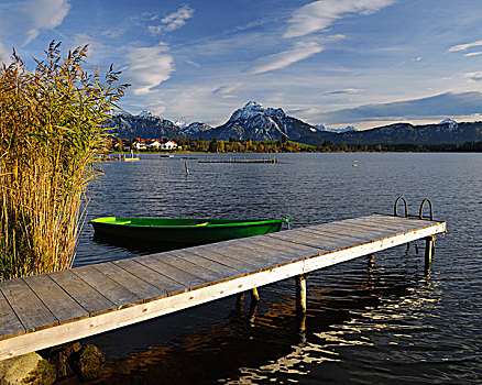 木码头,看,湖,巴伐利亚,德国