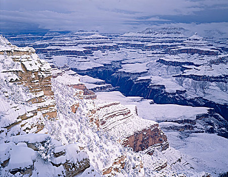 积雪,大峡谷,南方,边缘,大峡谷国家公园,亚利桑那,美国,大幅,尺寸
