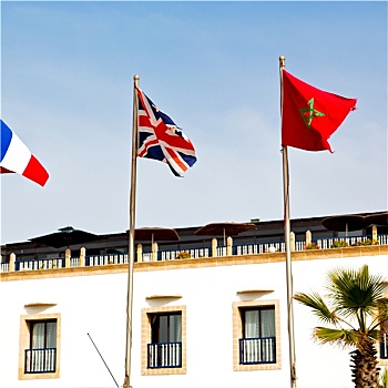 世界,摆动,旗帜,蓝天,彩色,摩洛哥