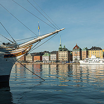 船,水,建筑,海岸线,斯德哥尔摩,瑞典