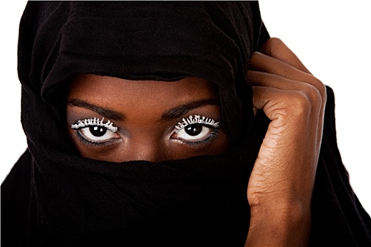 女性,脸,黑色,围巾