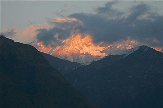 云,上方,山峦,安娜普纳,喜马拉雅山,尼泊尔