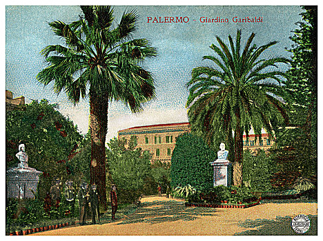 花园,巴勒莫,西西里,意大利,早,20世纪,艺术家,未知