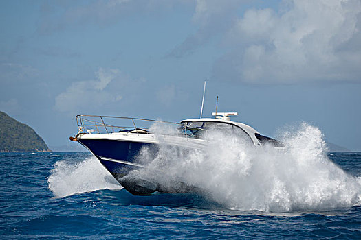 加勒比,英属维京群岛,摩托艇,碰撞,波浪,大幅,尺寸