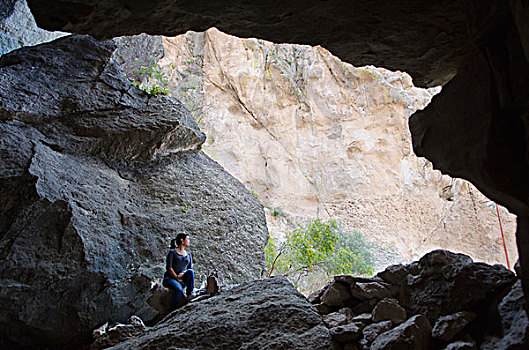 美女,坐,洞穴,瓜纳华托,瓜纳华托州,墨西哥