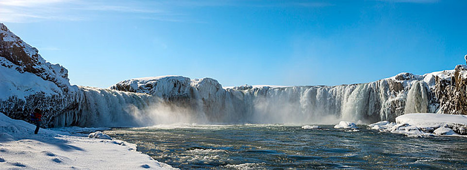 瀑布,冬天,冰雪,区域,冰岛,欧洲