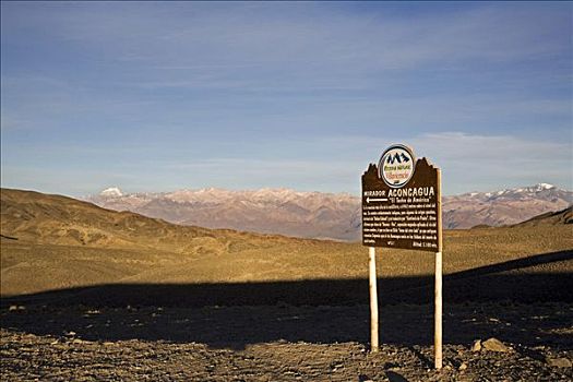 信息,阿空加瓜山,背景,第一,晨光,中心,安第斯山,阿根廷,南美