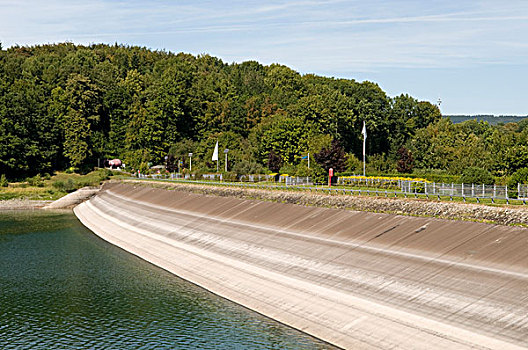 坝,水库,梅舍德,藻厄兰,区域,北莱茵威斯特伐利亚,德国,欧洲