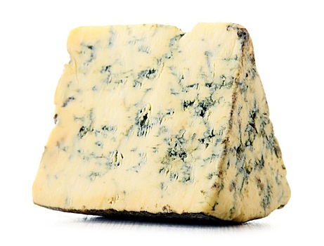 块,蓝纹奶酪,隔绝,白色背景
