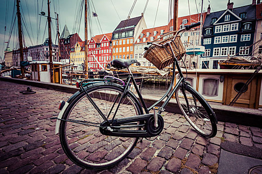 经典,旧式,复古,城市,自行车,哥本哈根,丹麦