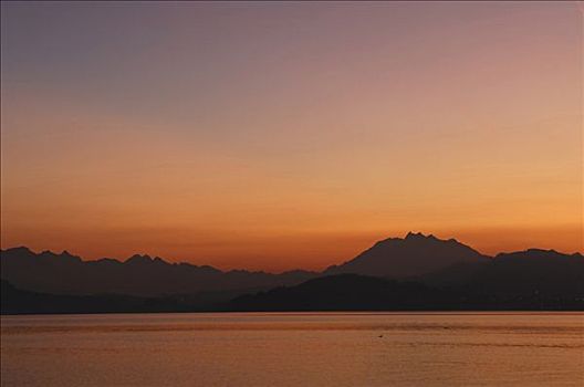 日落,皮拉图斯,背景,瑞士