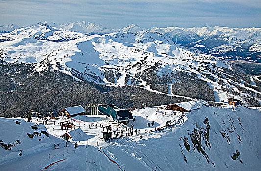 俯视,举起,小屋,黑梳山,惠斯勒山,背景,不列颠哥伦比亚省,加拿大