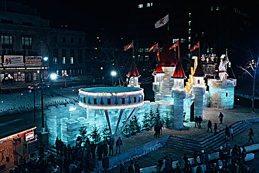 加拿大,魁北克,魁北克城,俯拍,冰,宫殿