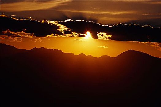 日落,上方,山脊,加利福尼亚,美国