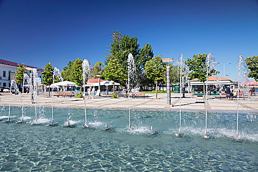 喷泉,散步场所,码头,阿尔加维,葡萄牙