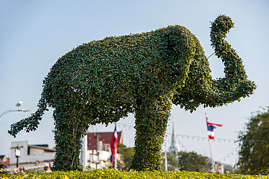 花园,雕塑,大象,绿雕塑,曼谷,泰国,亚洲
