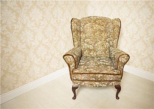 时髦,金色,旧式,扶手椅