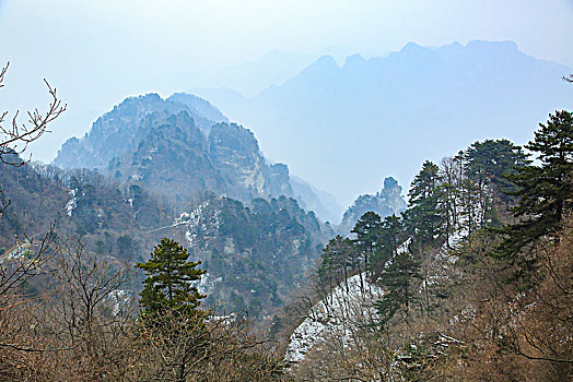 索道,山林,雪,俯瞰,曲径