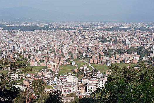 风景,上方,屋顶,城市,加德满都,加德满都山谷,尼泊尔,亚洲