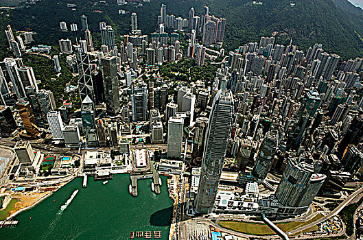 航拍,远眺,中心,香港